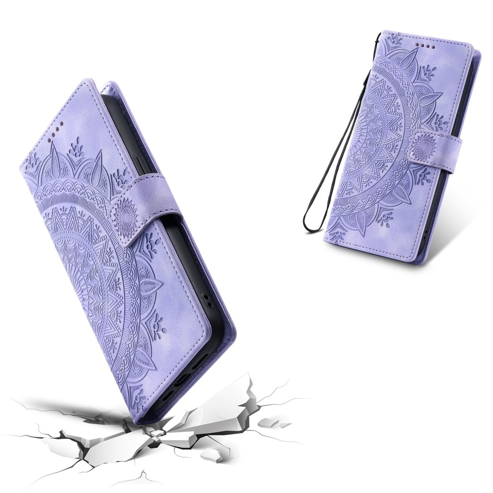 Samsung Galaxy S25 Fodral Mandala Läder Lila