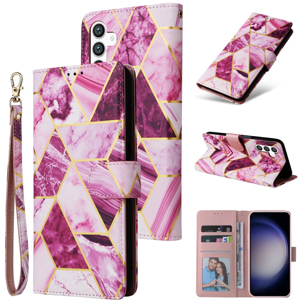  Samsung Galaxy S25 Fodral Läder Marmor Lila