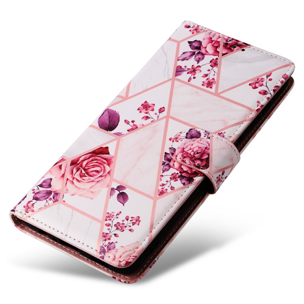  Samsung Galaxy S25 Fodral Läder Marmor Roséguld