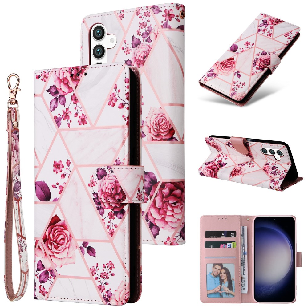  Samsung Galaxy S25 Fodral Läder Marmor Roséguld