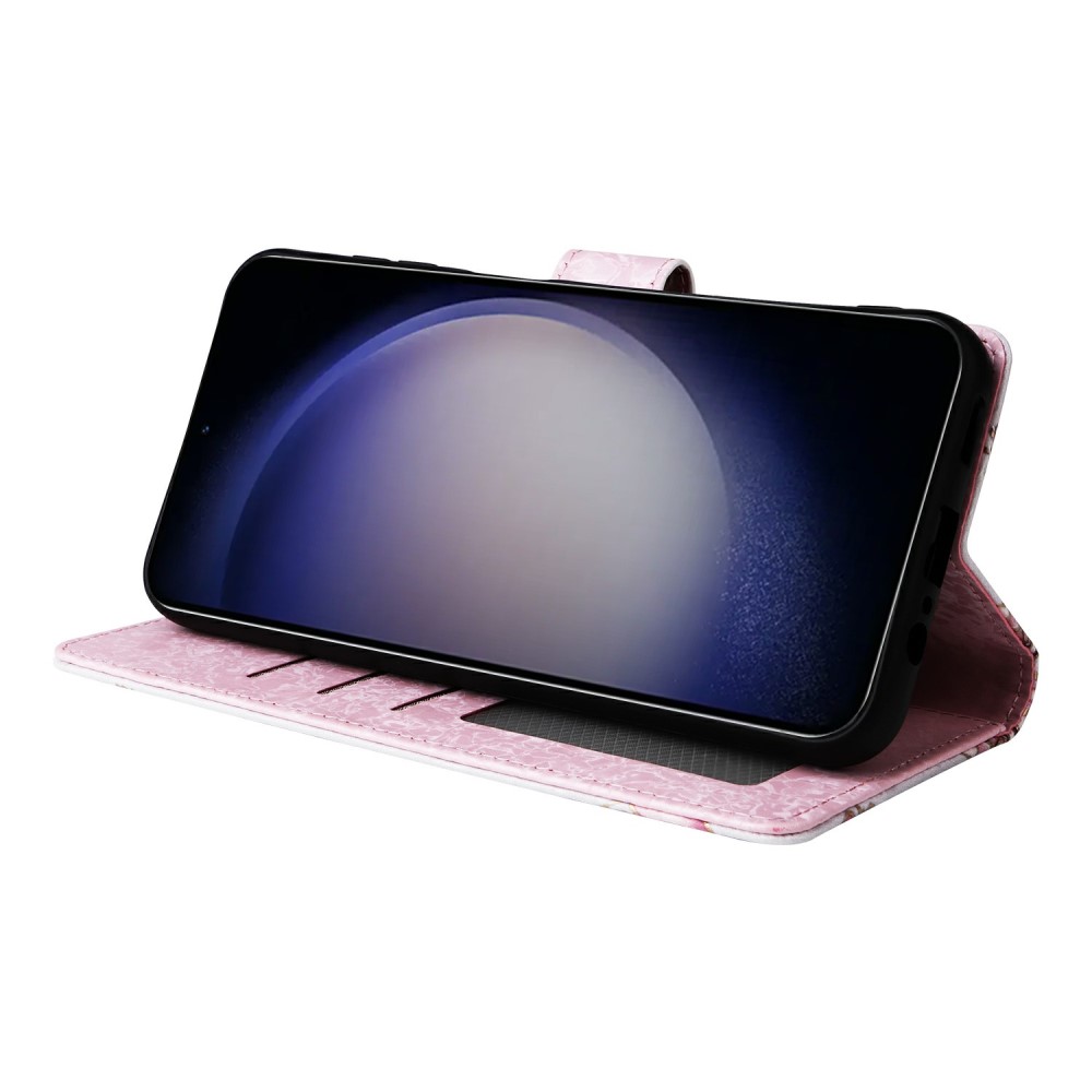  Samsung Galaxy S25 Fodral RFID Rosa Blommor