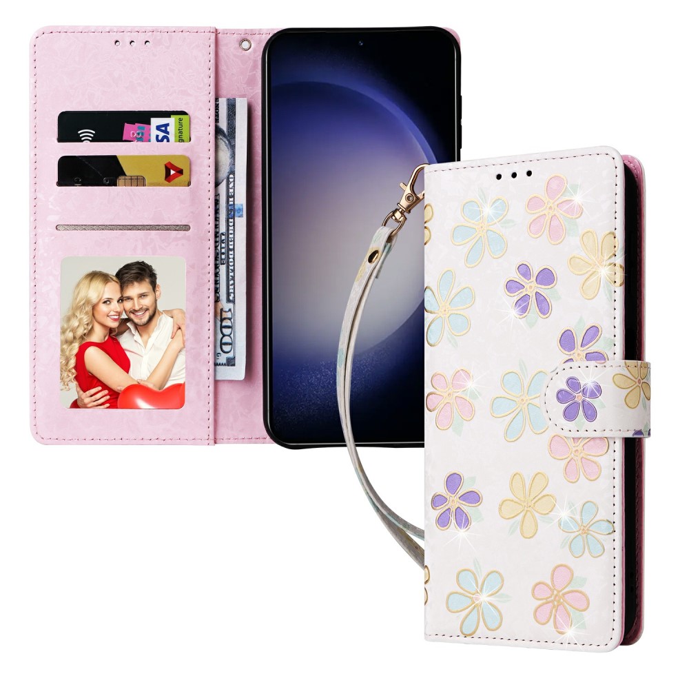  Samsung Galaxy S25 Fodral RFID Färgglada Blommor