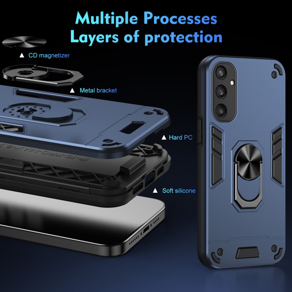  Samsung Galaxy S25 Skal Hybrid Armor Ring Blå