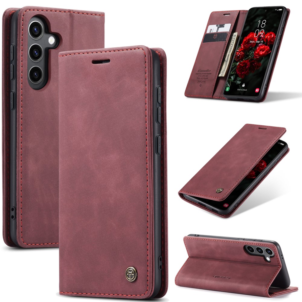 CASEME CASEME Galaxy S25 Fodral Flip Retro Läder Röd