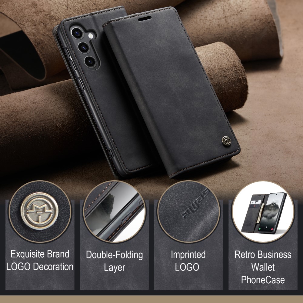 CASEME CASEME Galaxy S25 Fodral Flip Retro Läder Svart