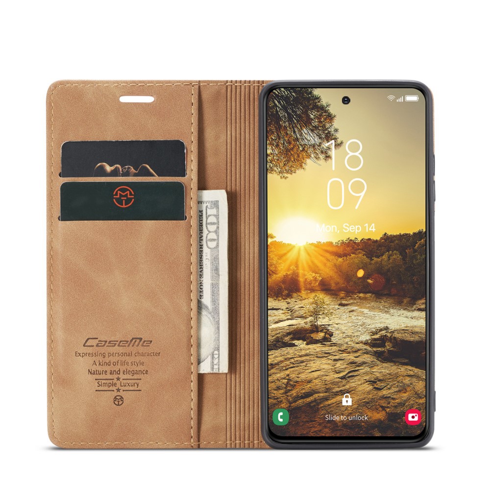 CASEME CASEME Galaxy S25 Fodral Flip Retro Läder Brun