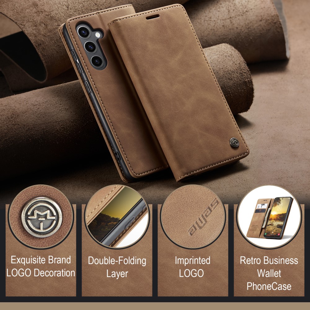 CASEME CASEME Galaxy S25 Fodral Flip Retro Läder Brun