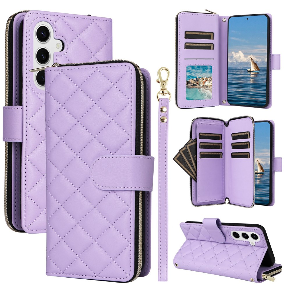  Samsung Galaxy S25 Fodral Rhombus Läder Lila