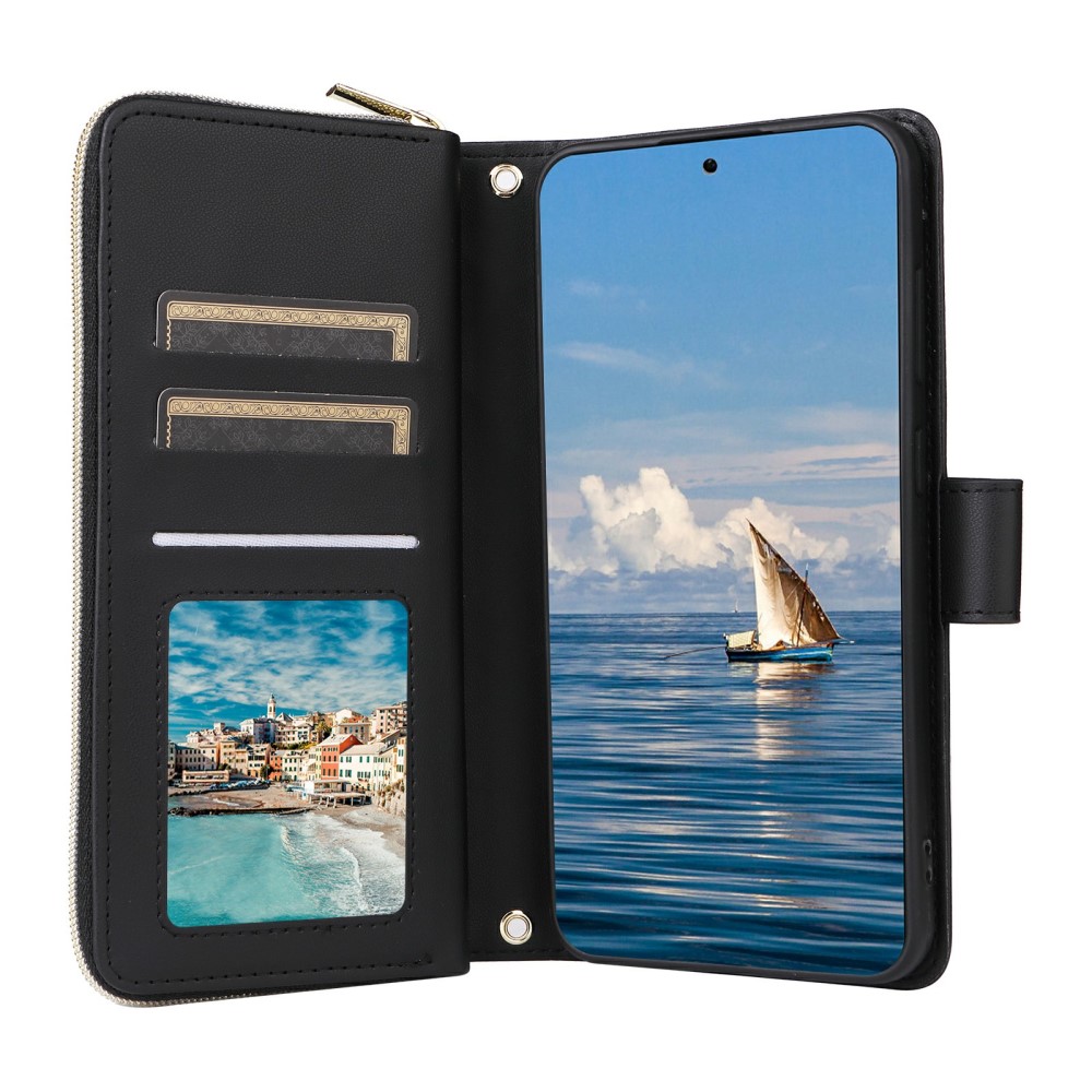 Samsung Galaxy S25 Fodral Rhombus Läder Svart