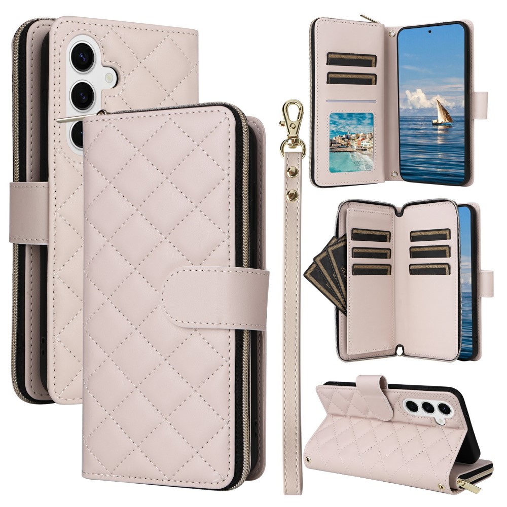  Samsung Galaxy S25 Fodral Rhombus Läder Beige