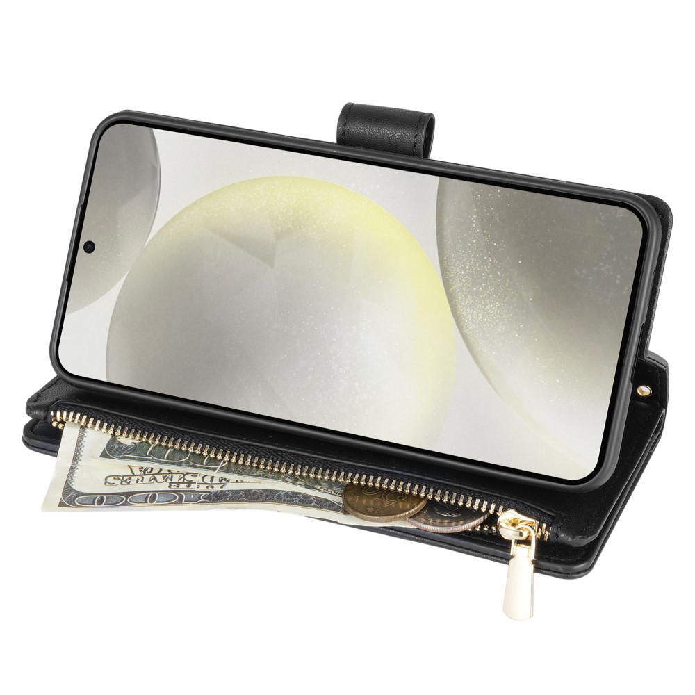  Samsung Galaxy S25 Fodral Läder Rhombus Svart