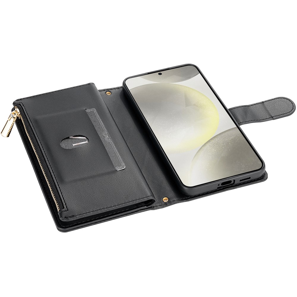  Samsung Galaxy S25 Fodral Läder Rhombus Svart