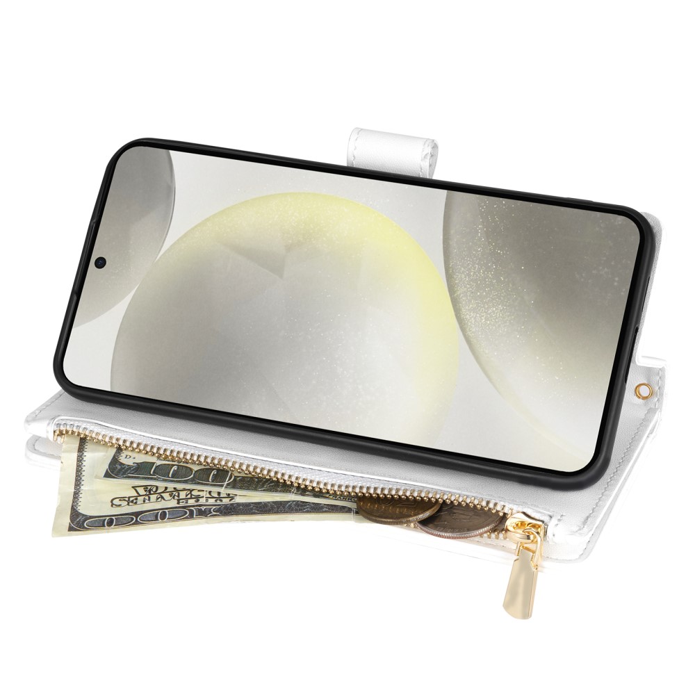  Samsung Galaxy S25 Fodral Läder Rhombus Vit