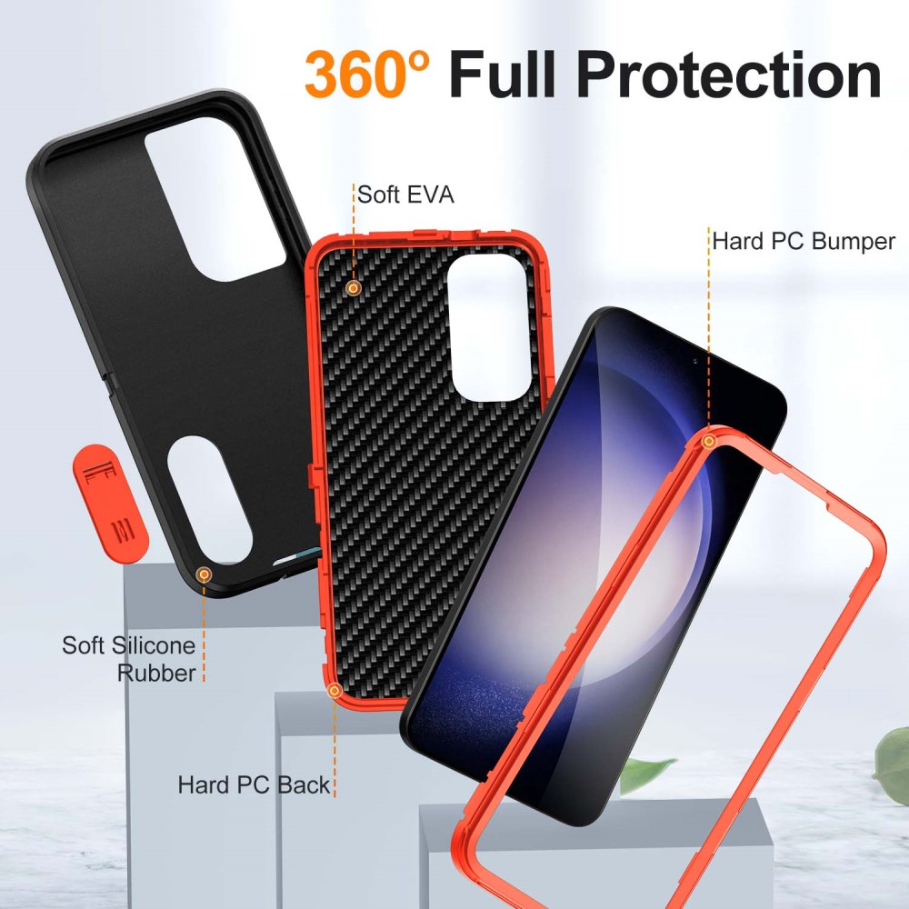  Samsung Galaxy S25 Skal Extreme Hybrid Kickstand Svart/Orange