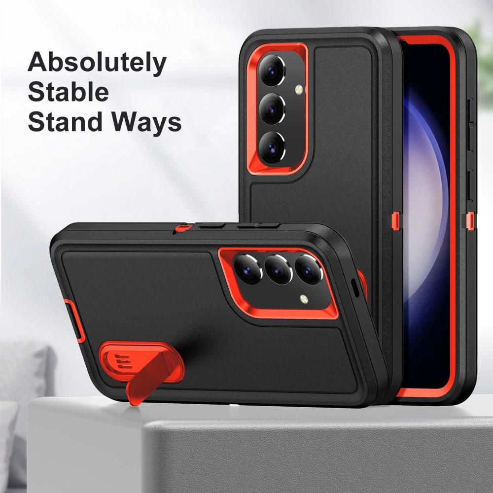  Samsung Galaxy S25 Skal Extreme Hybrid Kickstand Svart/Orange
