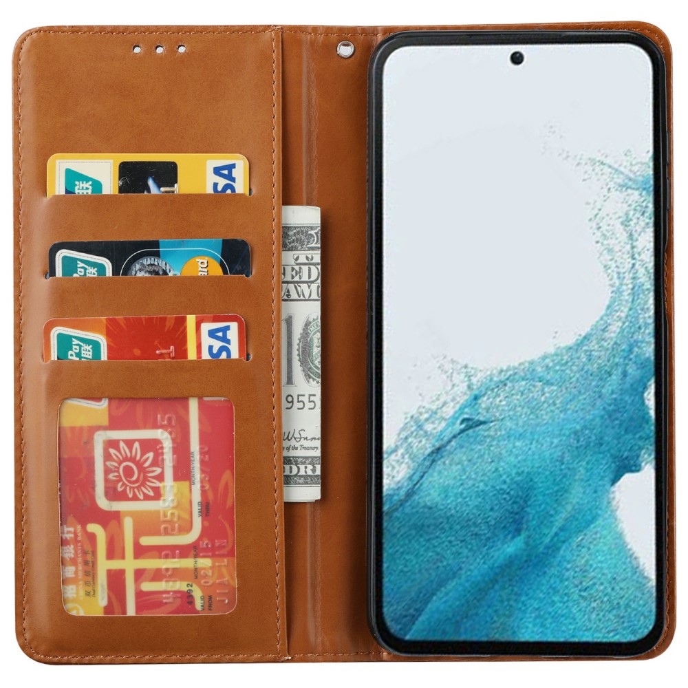  Samsung Galaxy S25 Fodral Flip Läder Med Kortficka Svart