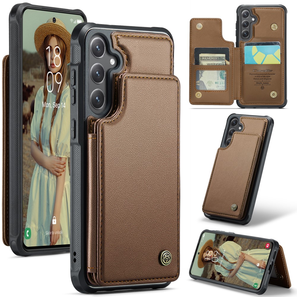 CASEME CASEME Samsung Galaxy S25 Skal RFID Kickstand Brun