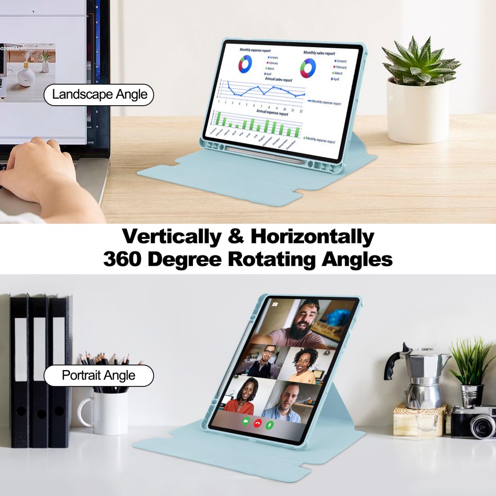  Samsung Galaxy Tab S10 Plus Fodral 360° Rotation Blå