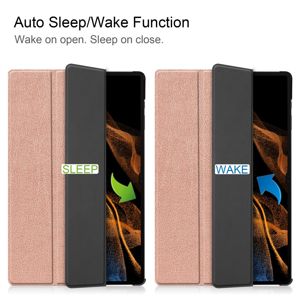  Galaxy Tab S10 Ultra/S9 Ultra/S8 Ultra Fodral Tri-Fold Roséguld