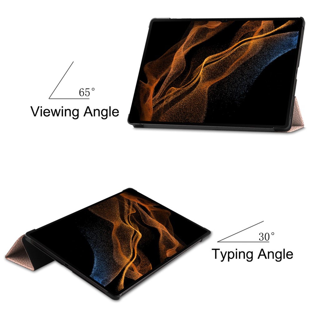  Galaxy Tab S10 Ultra/S9 Ultra/S8 Ultra Fodral Tri-Fold Roséguld