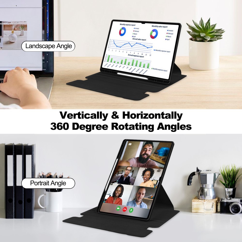 Samsung Galaxy Tab S10 Ultra Fodral 360° Rotation Svart