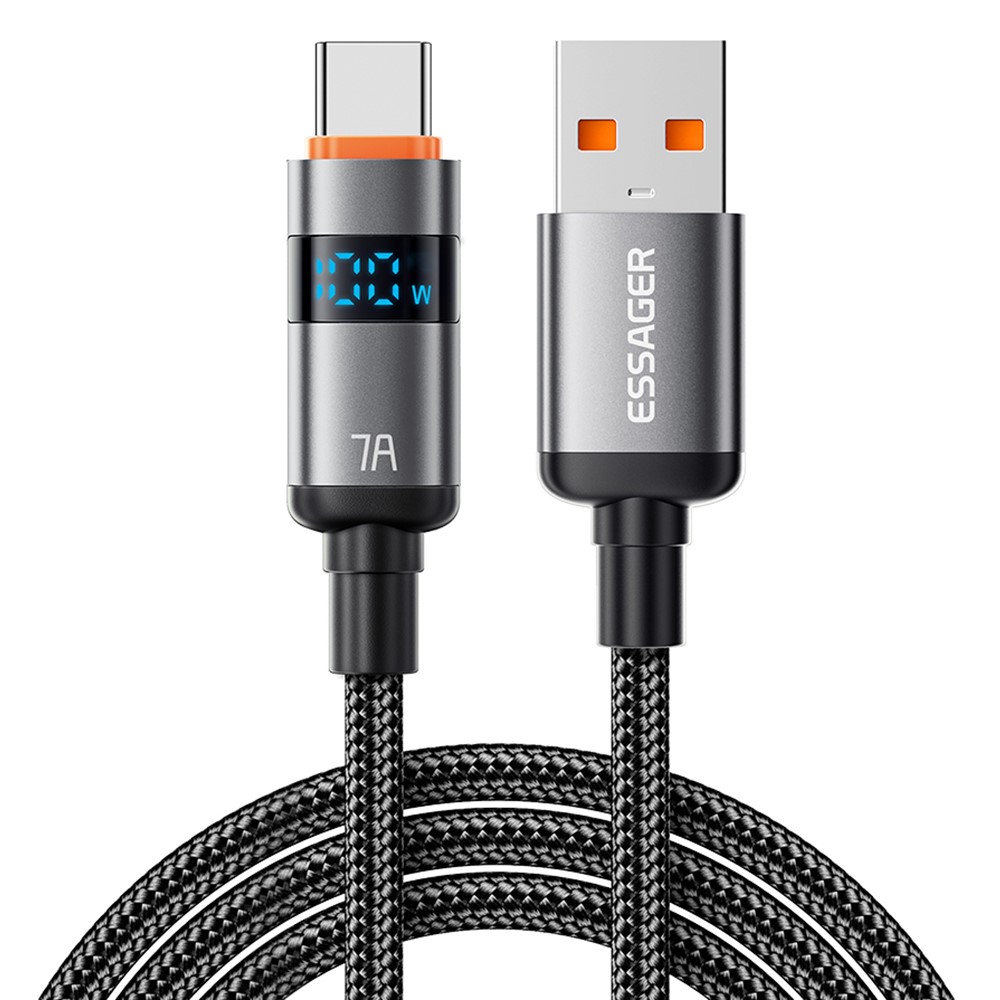 ESSAGER ESSAGER 2 m 100W 7A USB-C Laddningskabel Svart