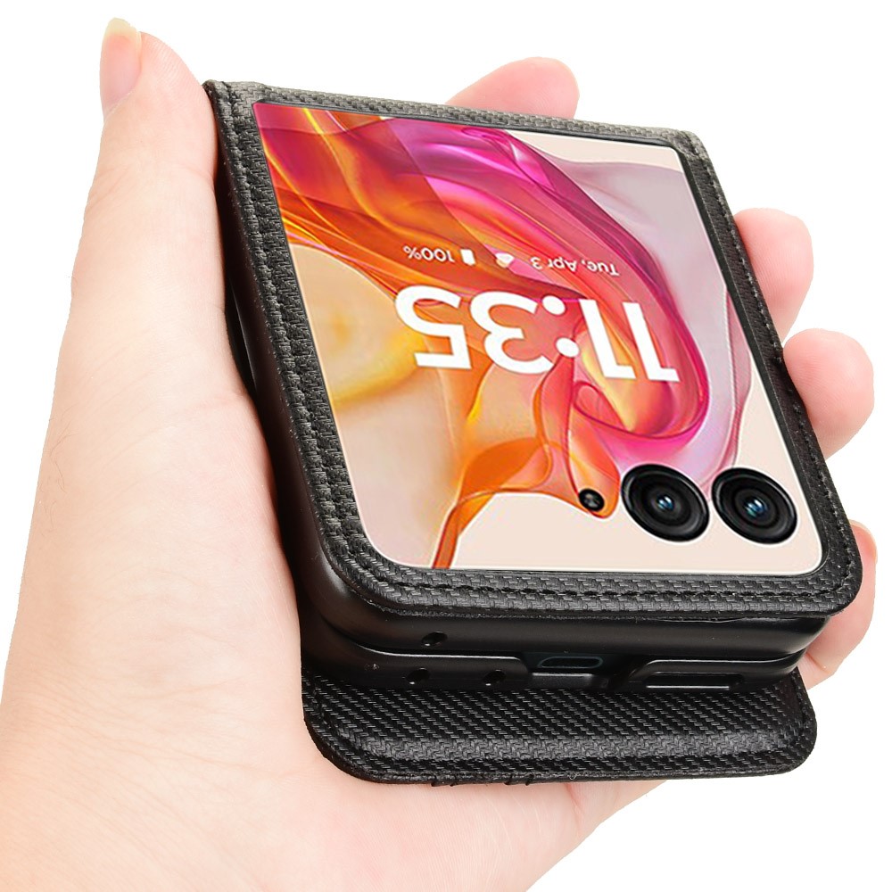  Motorola Razr 50 Ultra 5G Skal Med Kortfack Läder Svart