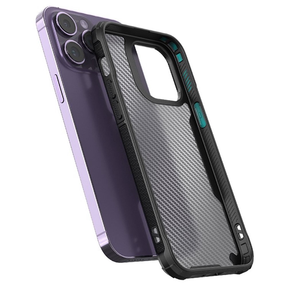  iPhone 16 Pro Skal Kolfiber Textur Transparent / Svart