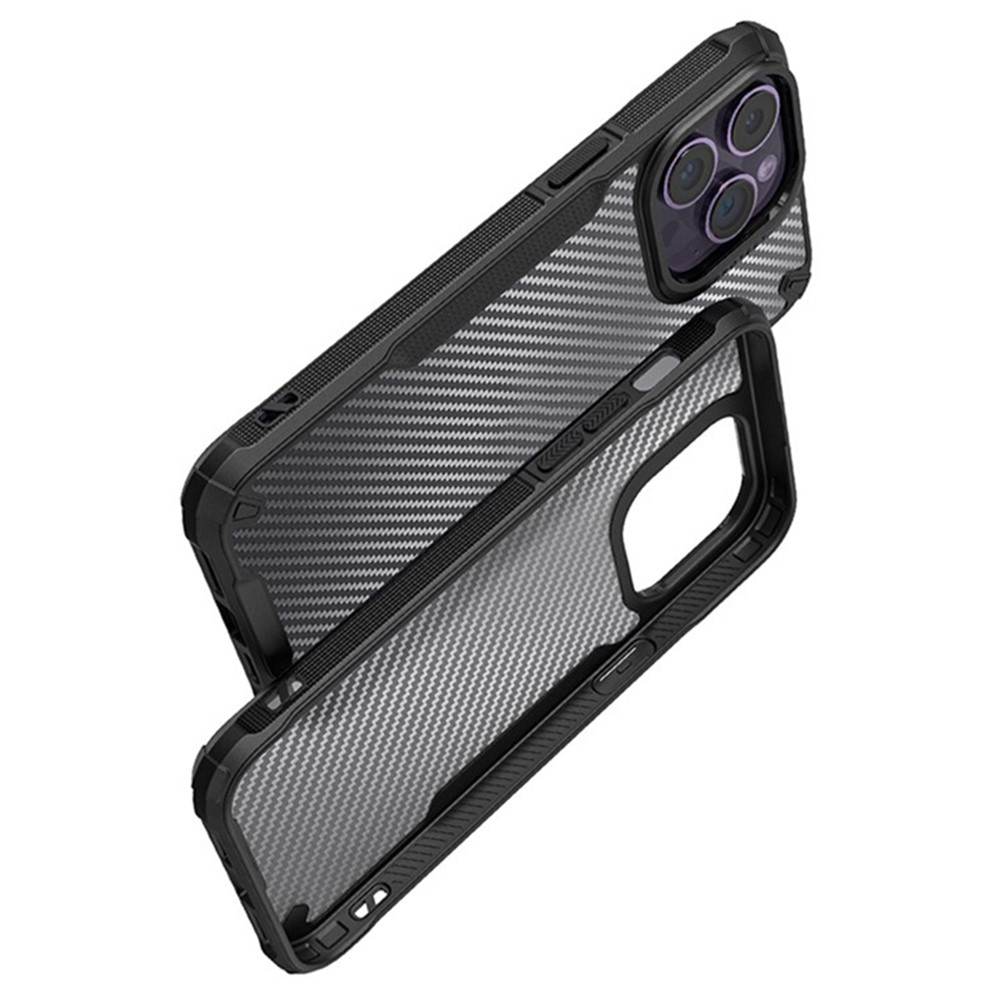  iPhone 16 Pro Max Skal Kolfiber Textur Transparent / Svart