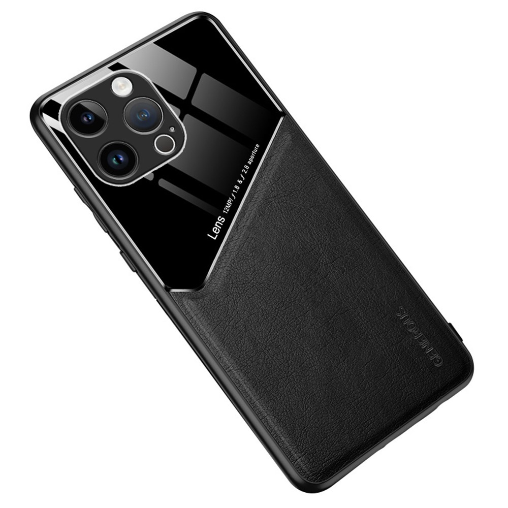  iPhone 16 Pro Max Skal Med Inbyggd Magnetplatta Läder Svart