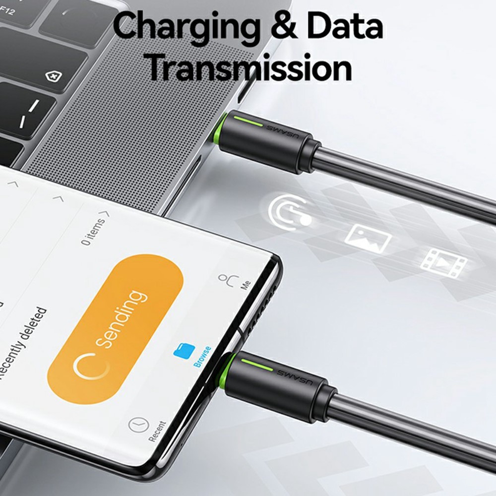 USAMS USAMS 1m 60W USB-C - USB-C Kabel Vit