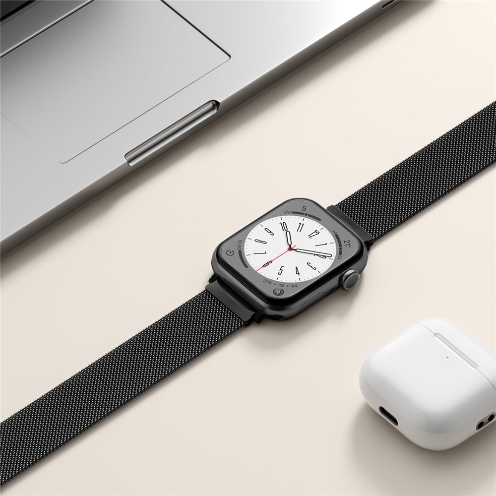  Apple Watch 38/40/41/42 mm Armband Milanese Loop Svart