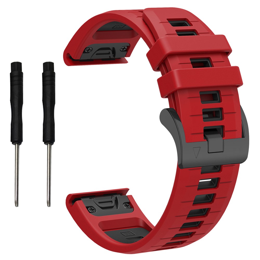  Garmin Fenix 22 mm Armband Quick Release Silikon Röd