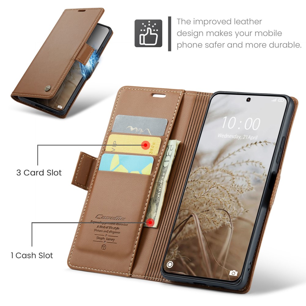 CASEME CASEME Xiaomi 14 Ultra Fodral Läder RFID Brun