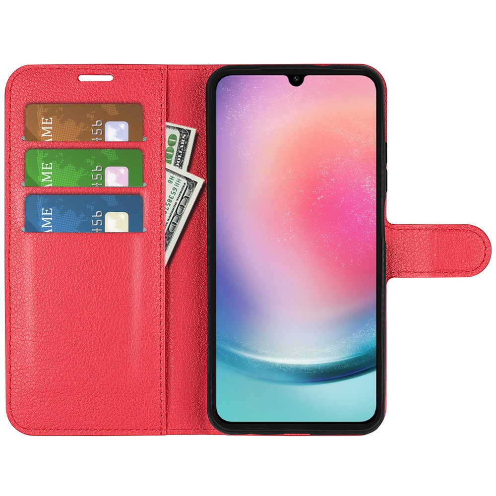  Samsung Galaxy A16 Fodral Litchi Läder Röd
