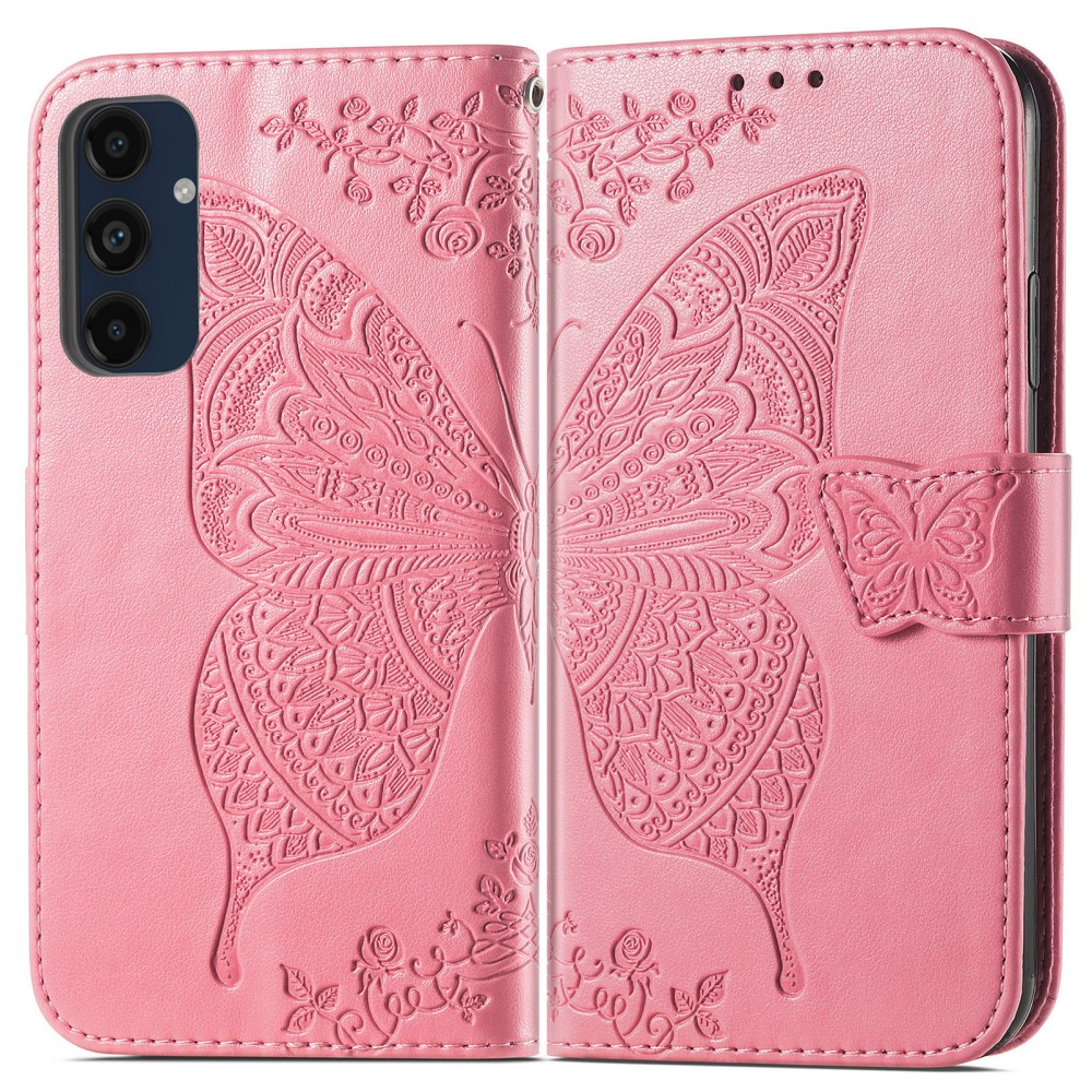  Samsung Galaxy A16 Fodral Med Fjäril Tryck Rosa