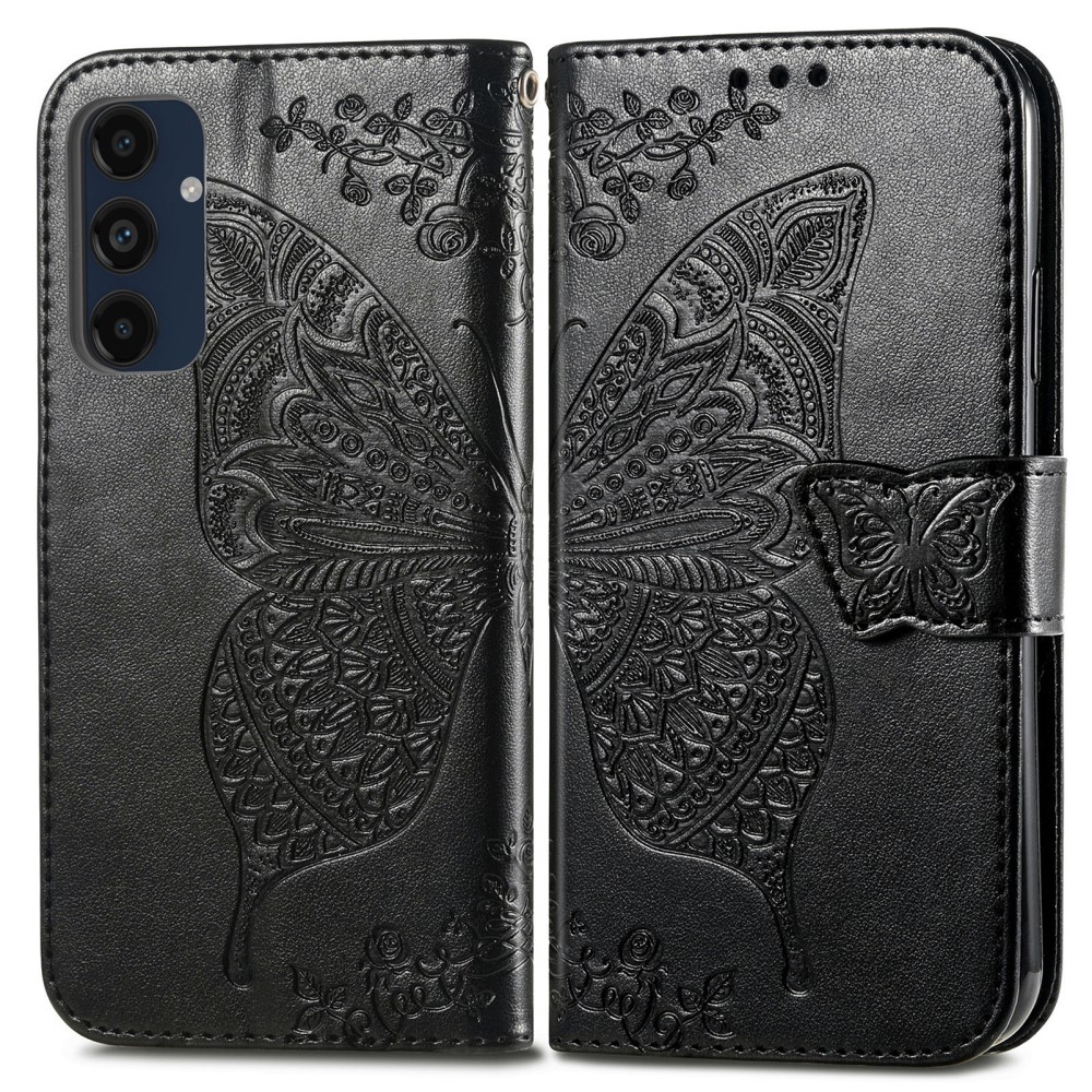  Samsung Galaxy A16 Fodral Med Fjäril Tryck Svart