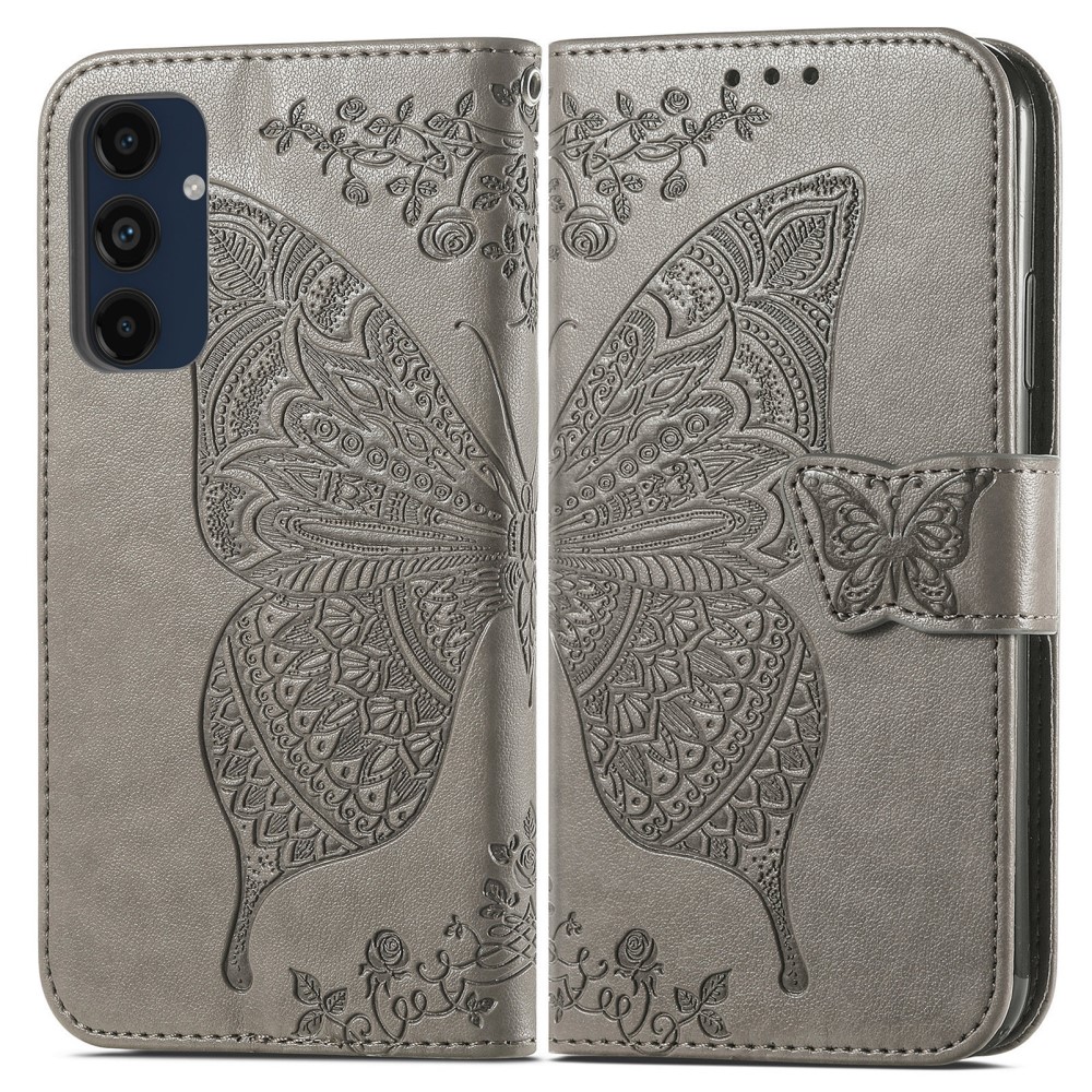  Samsung Galaxy A16 Fodral Med Fjäril Tryck Grå