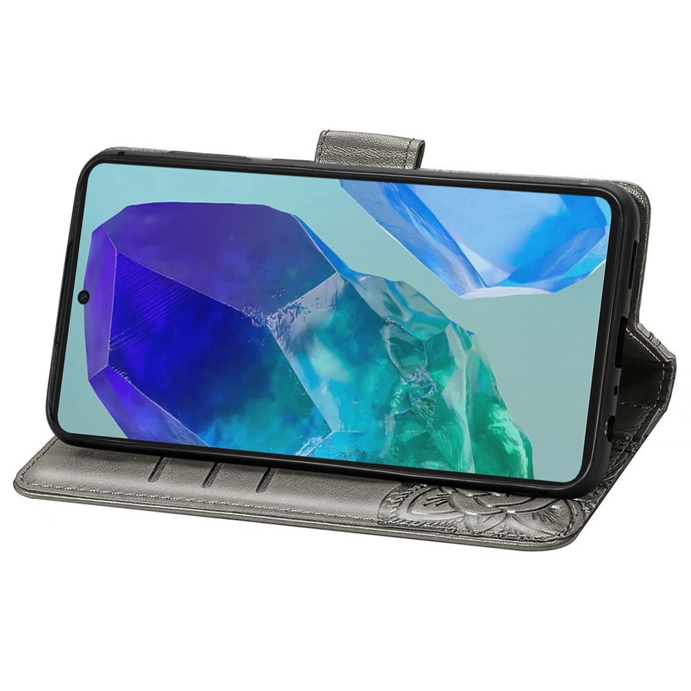  Samsung Galaxy A16 Fodral Med Fjäril Tryck Grå