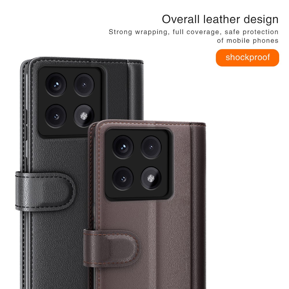  Xiaomi 14T Pro Fodral Premium Äkta Läder Svart