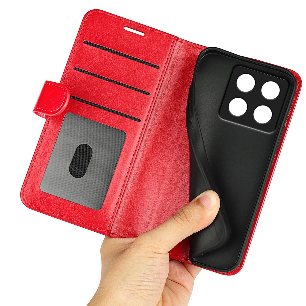  Xiaomi 14T Pro Fodral Crazy Horse Läder Röd