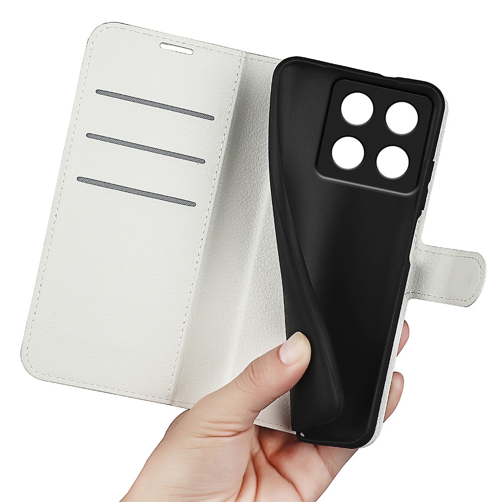  Xiaomi 14T Pro Fodral Litchi Läder Vit