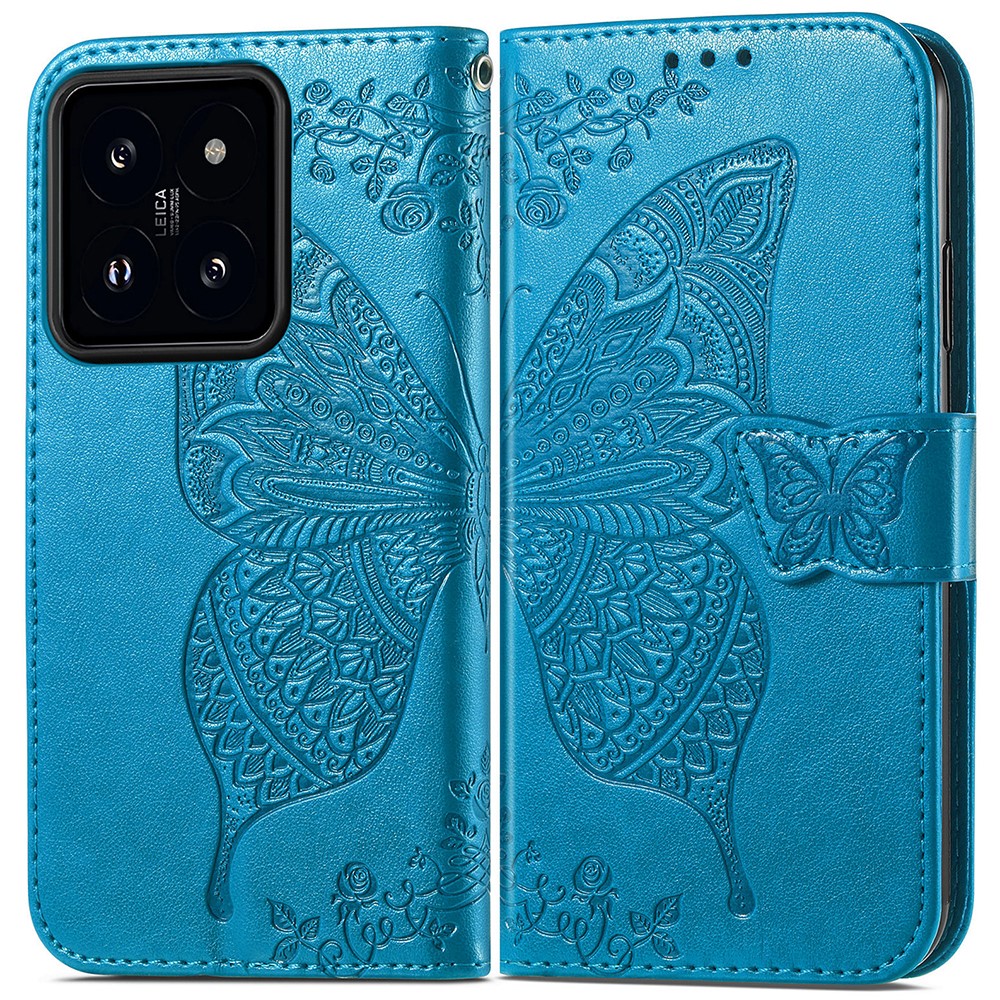  Xiaomi 14T Fodral Med Fjäril Tryck Blå