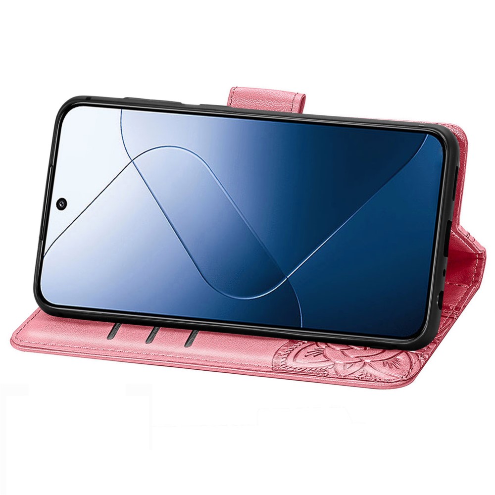  Xiaomi 14T Fodral Med Fjäril Tryck Rosa
