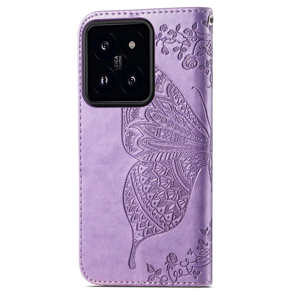 Xiaomi 14T Fodral Med Fjäril Tryck Lila