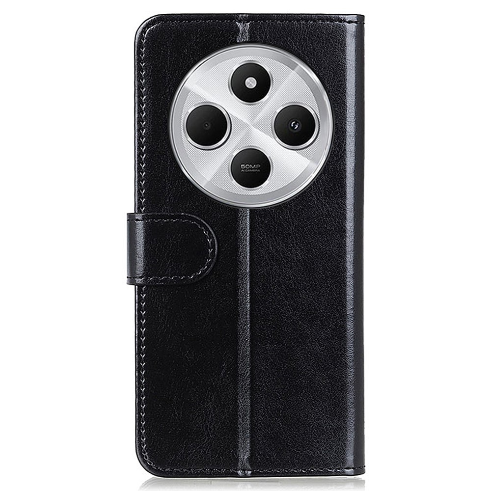  Xiaomi Redmi 14C Plånboksfodral Crazy Horse Läder Svart