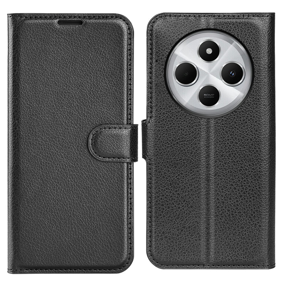  Xiaomi Redmi 14C Fodral Litchi Läder Svart