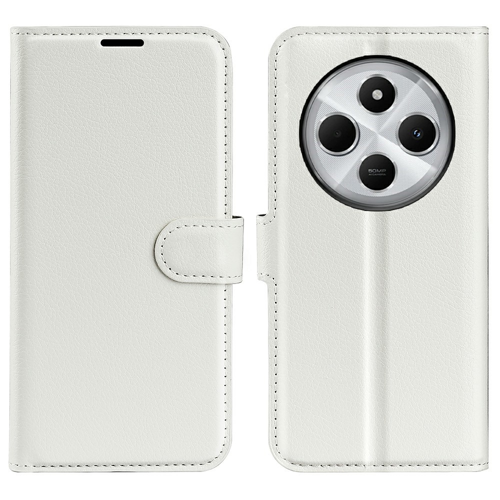  Xiaomi Redmi 14C Fodral Litchi Läder Vit