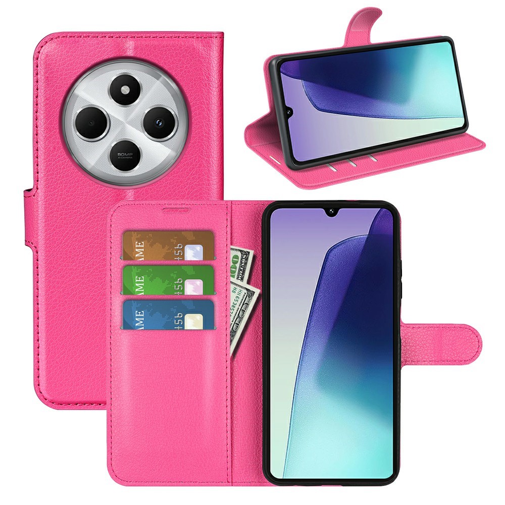 Xiaomi Redmi 14C Fodral Litchi Läder Rosa