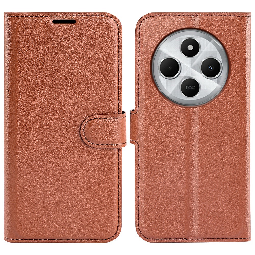  Xiaomi Redmi 14C Fodral Litchi Läder Brun